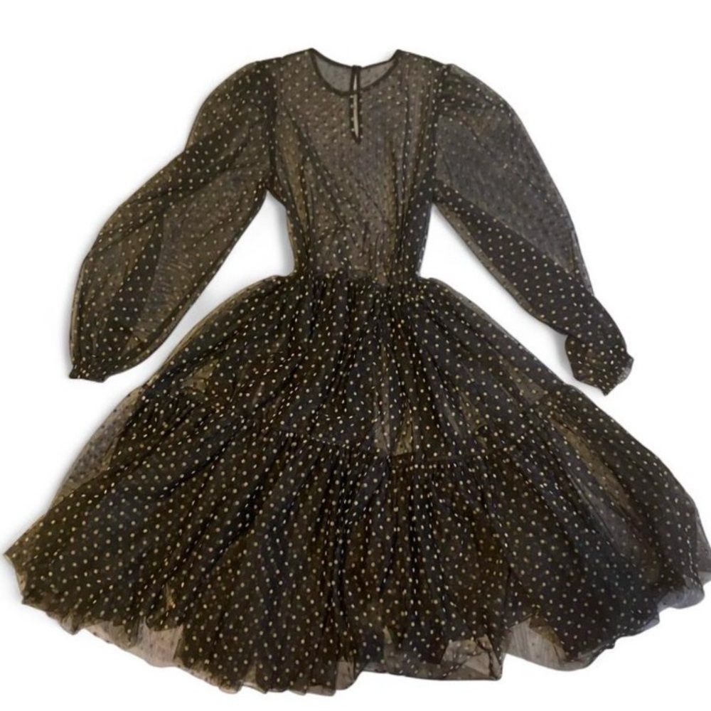 H&M Black Dress with Gold Polka Dots